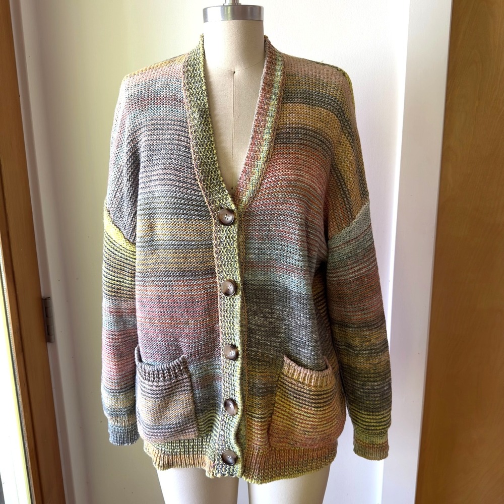 Show Me Your Mumu Callie V-neck Cardigan-Outdoor Ombre Boho Knit Sweater-Size‎ S
